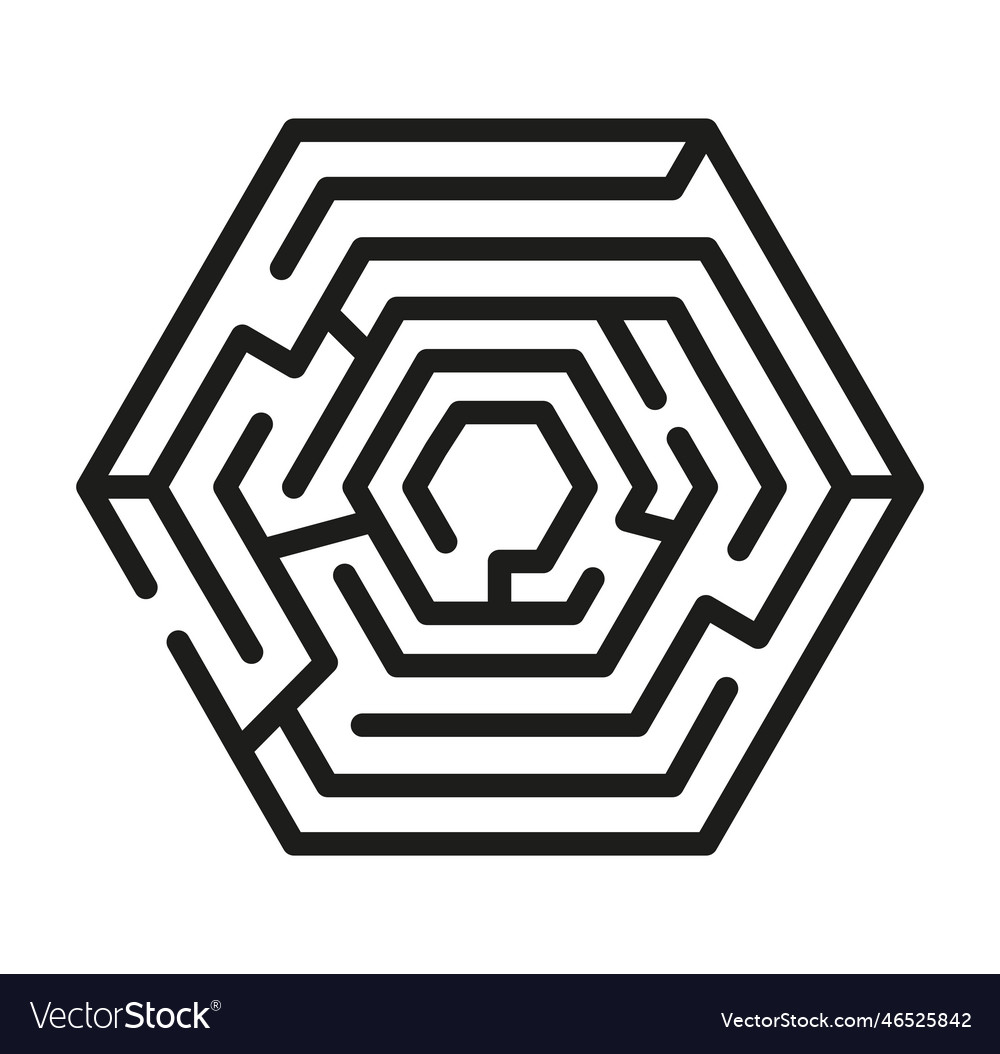 Labyrinth puzzle maze game in hexagon shape Vector Image