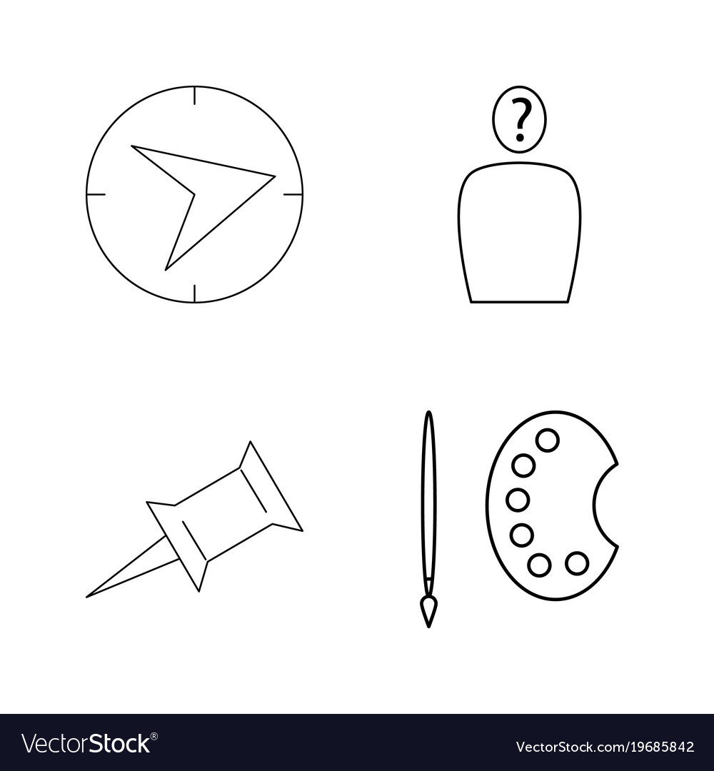 Office simple linear outline icon set
