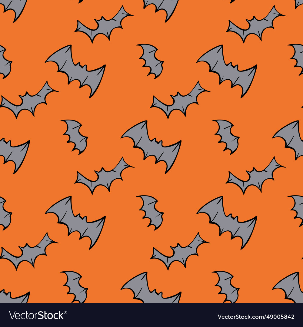 Orange seamless pattern background with bats