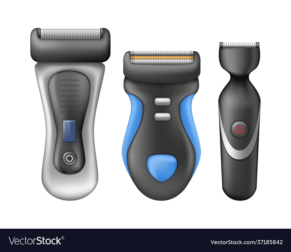 Razor blade realistic set shaving mockup Vector Image