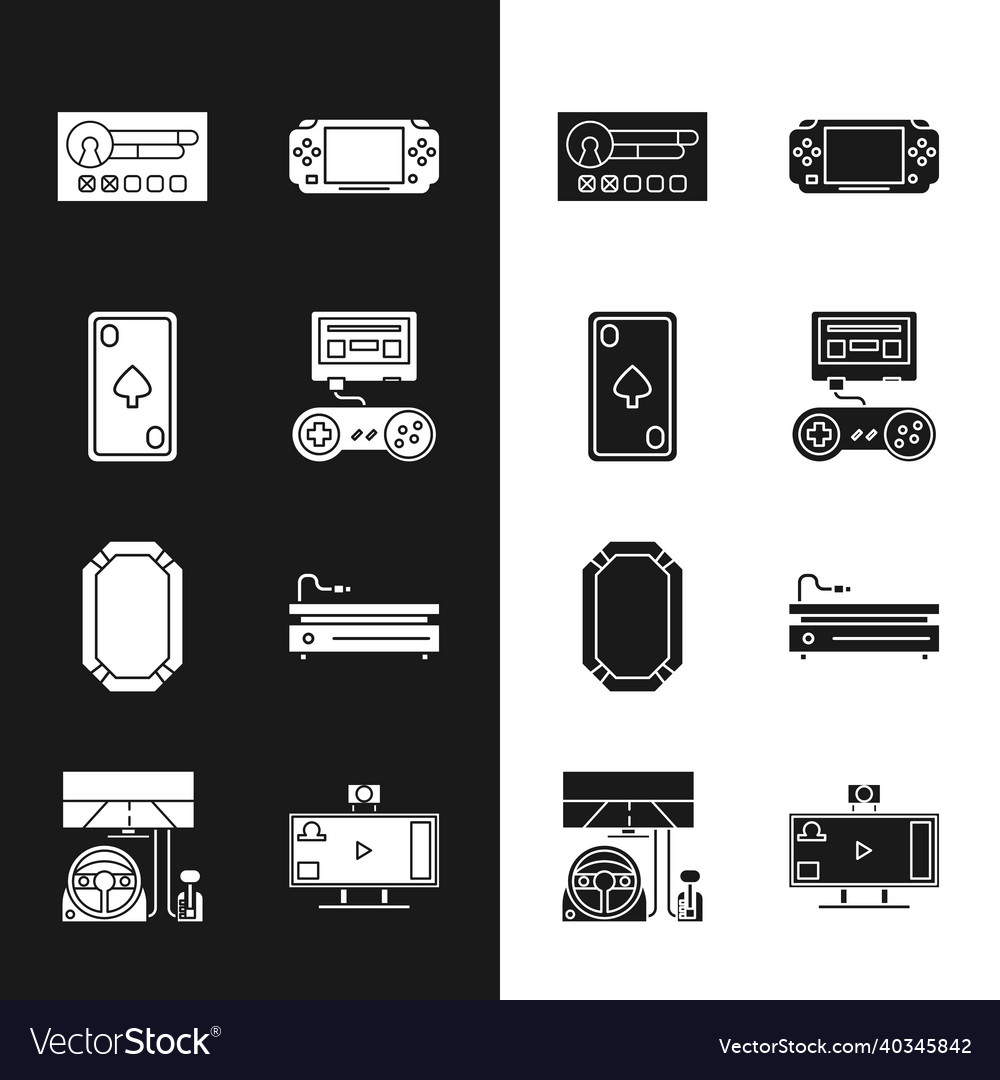 Set game console with joystick playing card vector image Set game console with joystick playing card