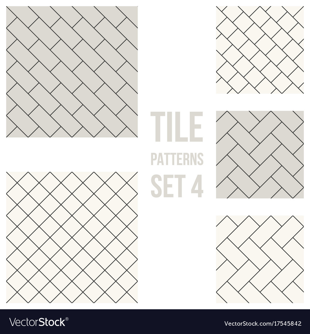 Set of thin line seamless pattern brick tile