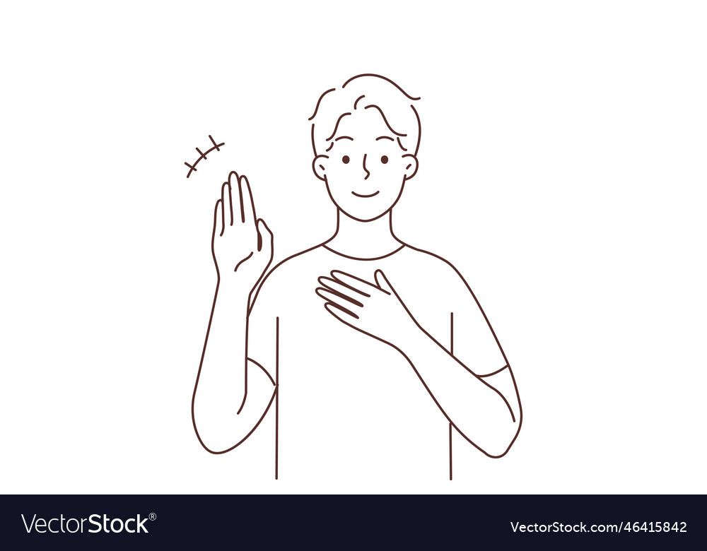 Smiling man communicate with sign language Vector Image