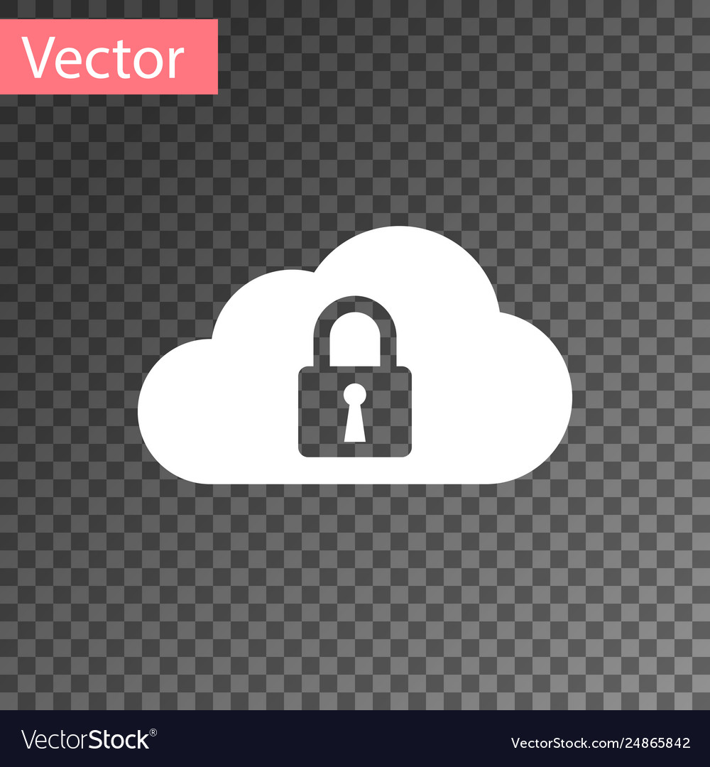 White cloud computing lock icon isolated