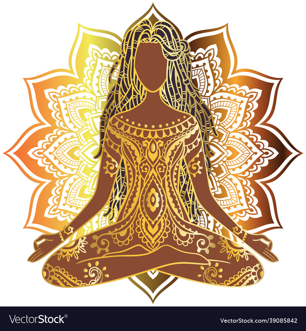 Yoga girl african american woman doing Royalty Free Vector