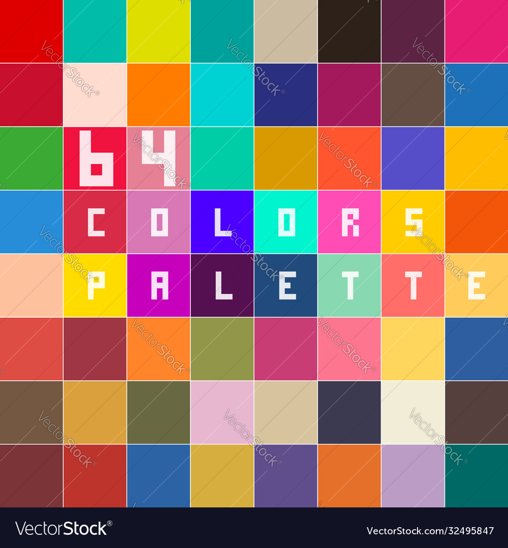 64 colors palette trendy colors for your design Vector Image