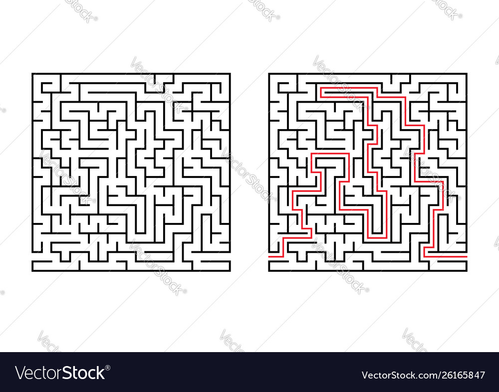Abstract square maze simple flat isolated Vector Image Abstract square maze simple flat isolated
