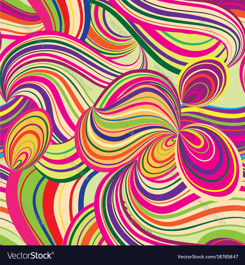 Abstract wave line and loops seamless pattern