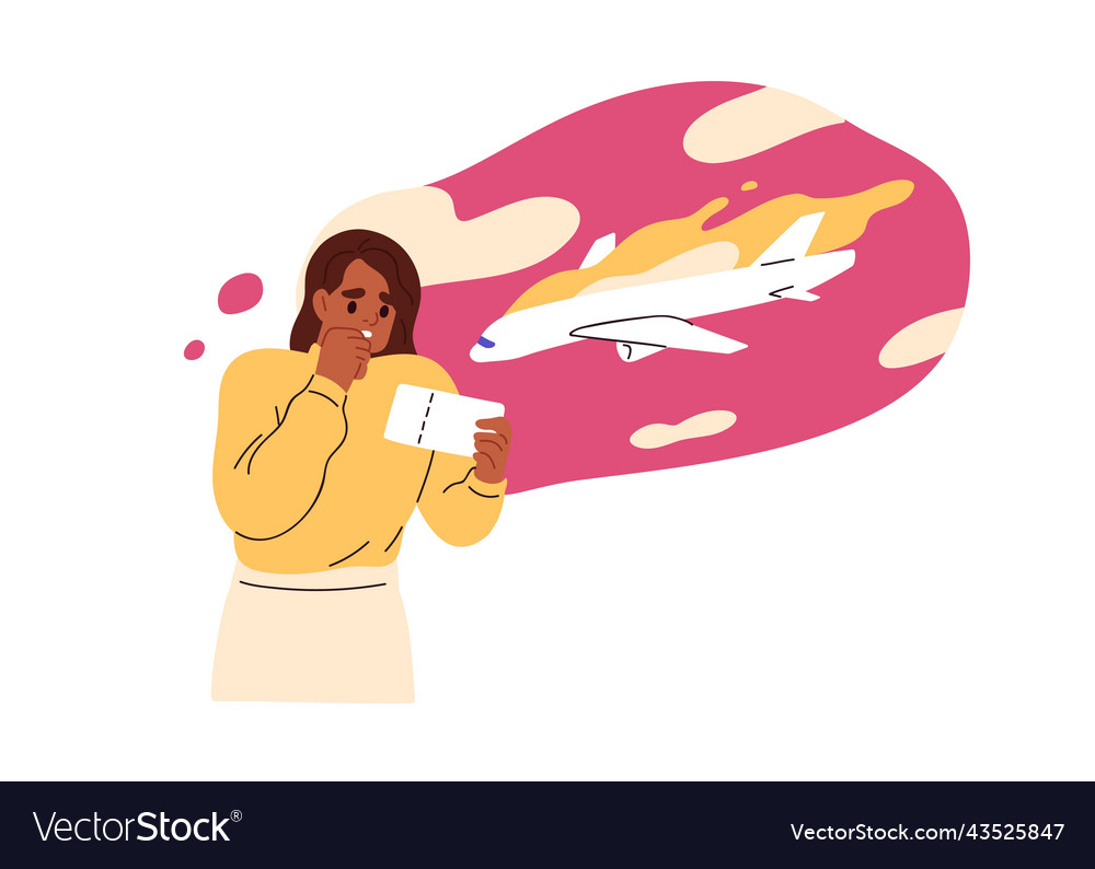 Aerophobia fear of flying by air plane concept Vector Image