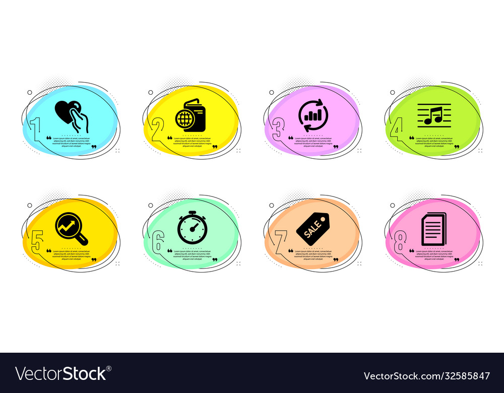 Analytics timer and update data icons set hold