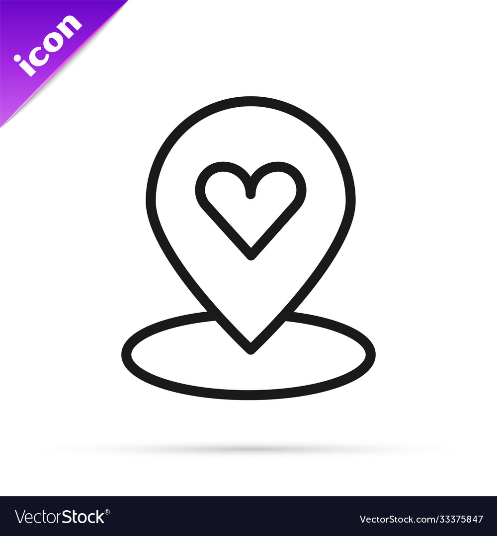 Black line map pointer with heart icon isolated vector image Black line map pointer with heart icon isolated