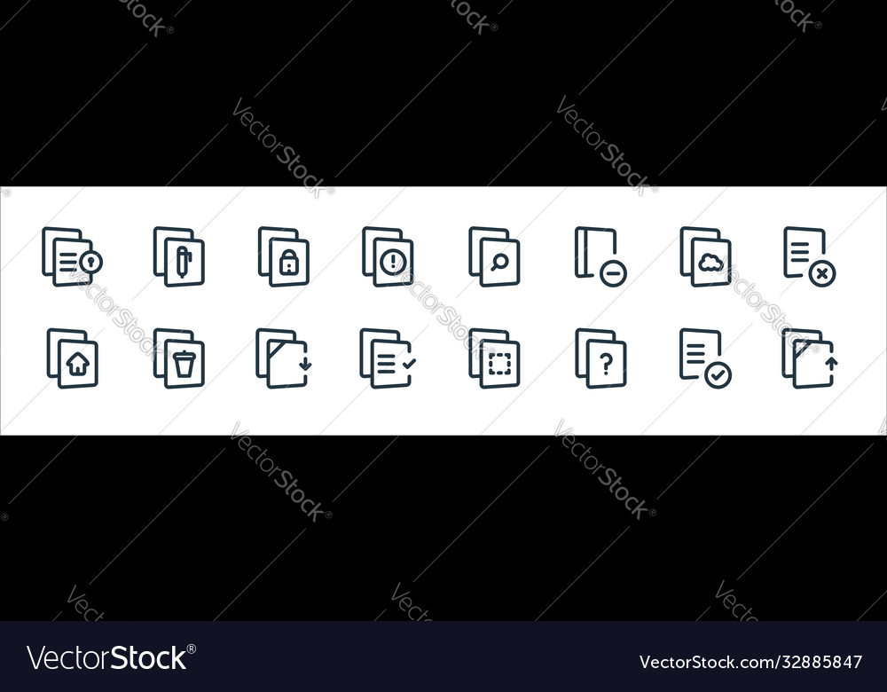 File and archive line icons linear set quality vector image File and archive line icons linear set quality