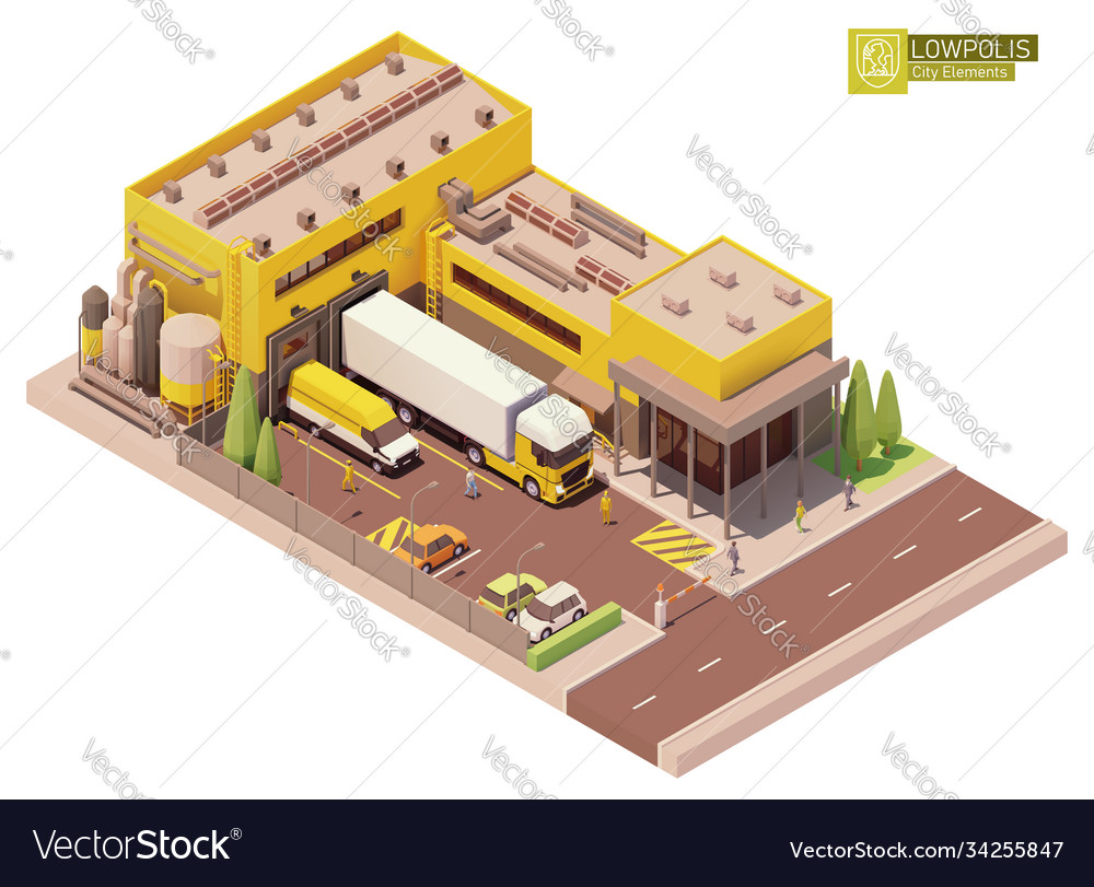 Isometric factory building Royalty Free Vector Image