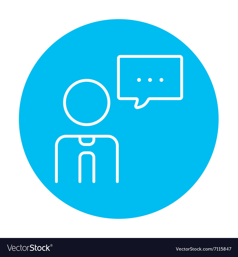 Man with speech square line icon