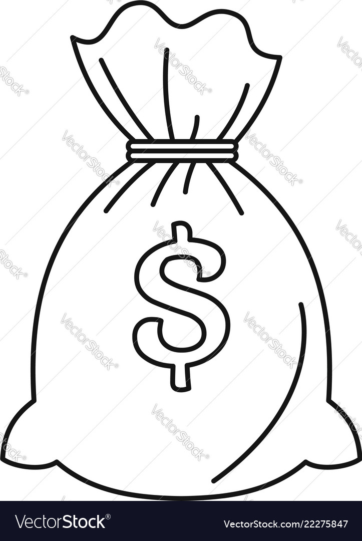 MONEY BAG OUTLINE ILLUSTRATION VECTOR Stock Vector