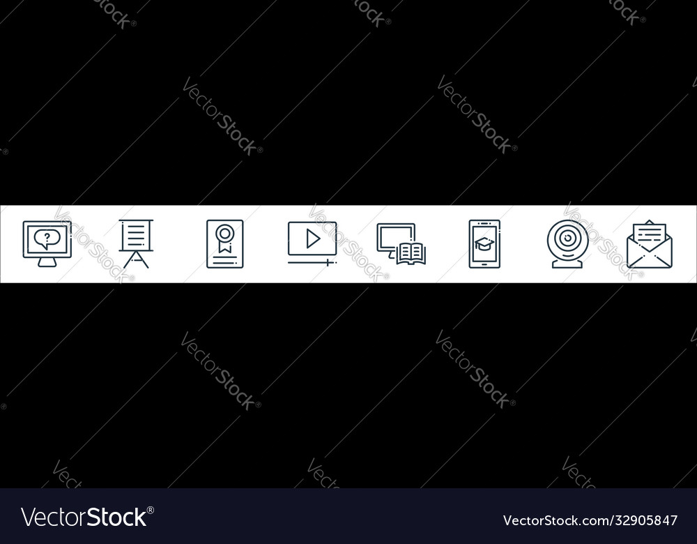 Online learning line icons linear set quality