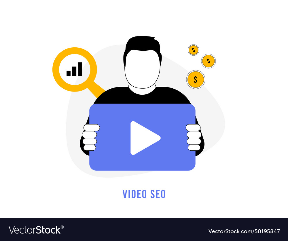 Optimize video content for top search results vector image Optimize video content for top search results