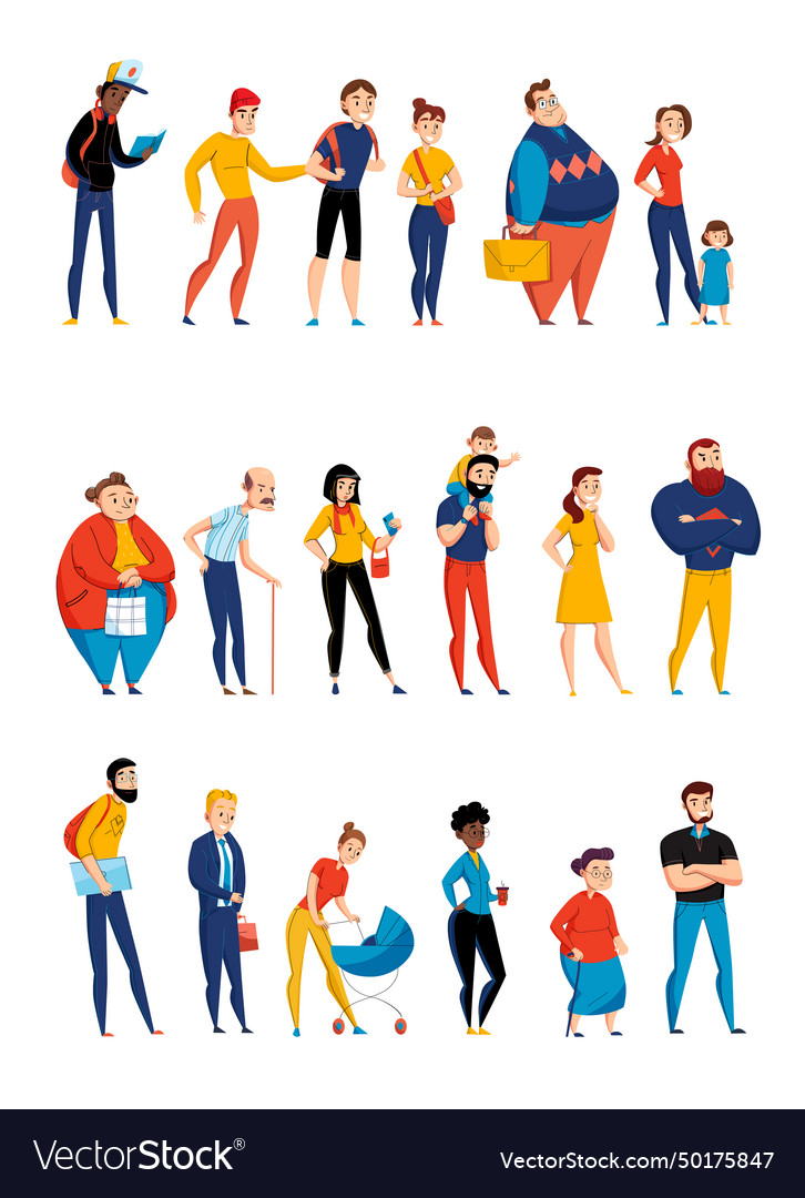 People queue horizontal sets vector image People queue horizontal sets