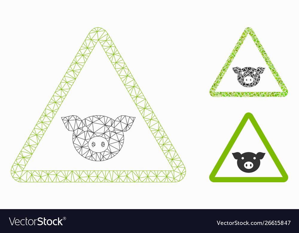 Pig warning mesh carcass model and triangle vector image Pig warning mesh carcass model and triangle