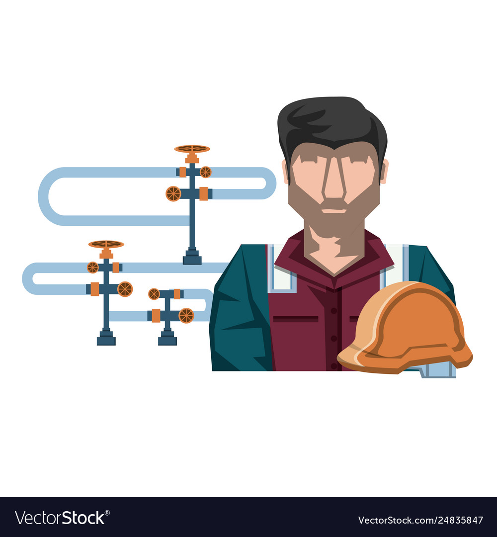 Pipeline petroleum with worker character Vector Image Pipeline petroleum with worker character