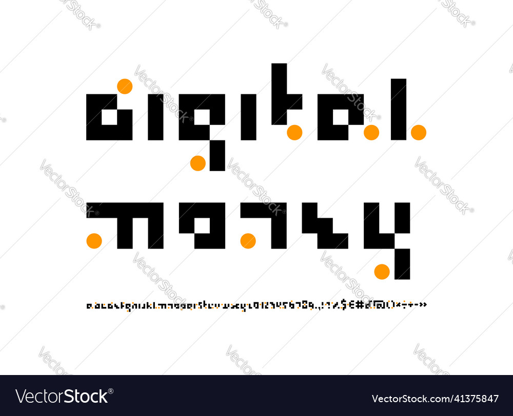 Pixel digitale Schrift trendy geometrisches Alphabet