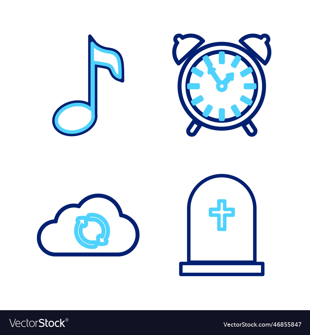 Set line tombstone with cross cloud sync refresh vector image Set line tombstone with cross cloud sync refresh