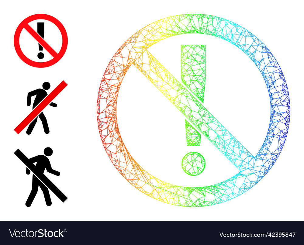 Spectral gradient network mesh no danger icon vector image Spectral gradient network mesh no danger icon