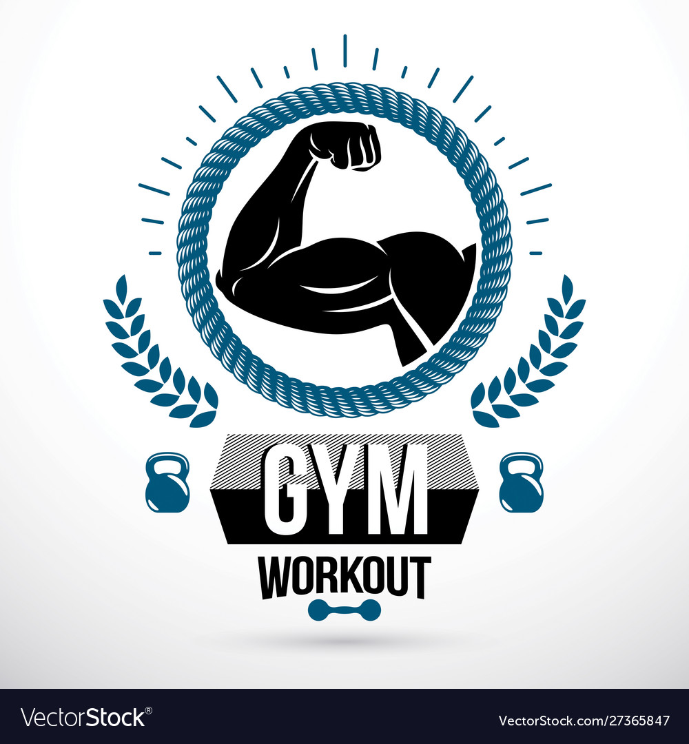 Sport emblem for weightlifting gym and fitness Vector Image