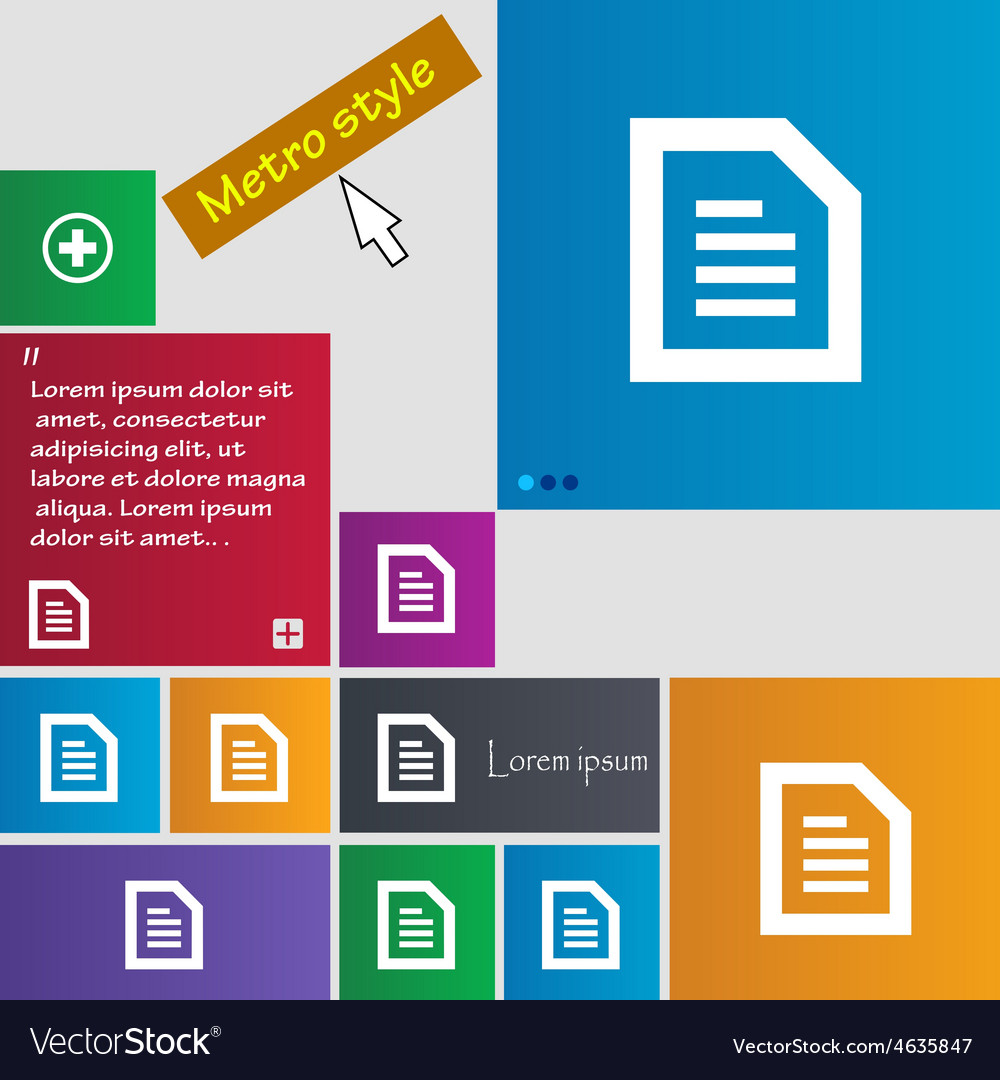 Text file document icon sign metro style buttons