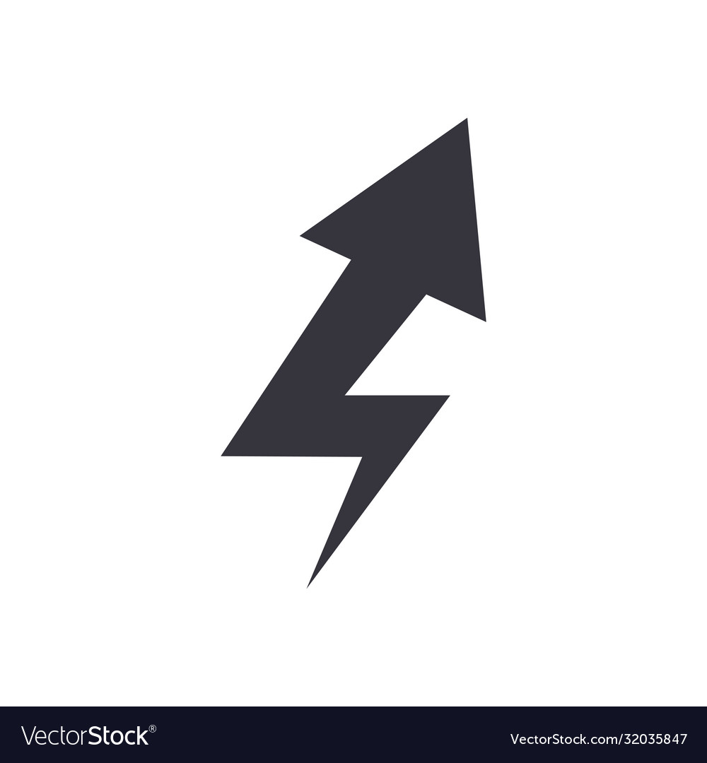 Up thunder arrow or above direction flat style