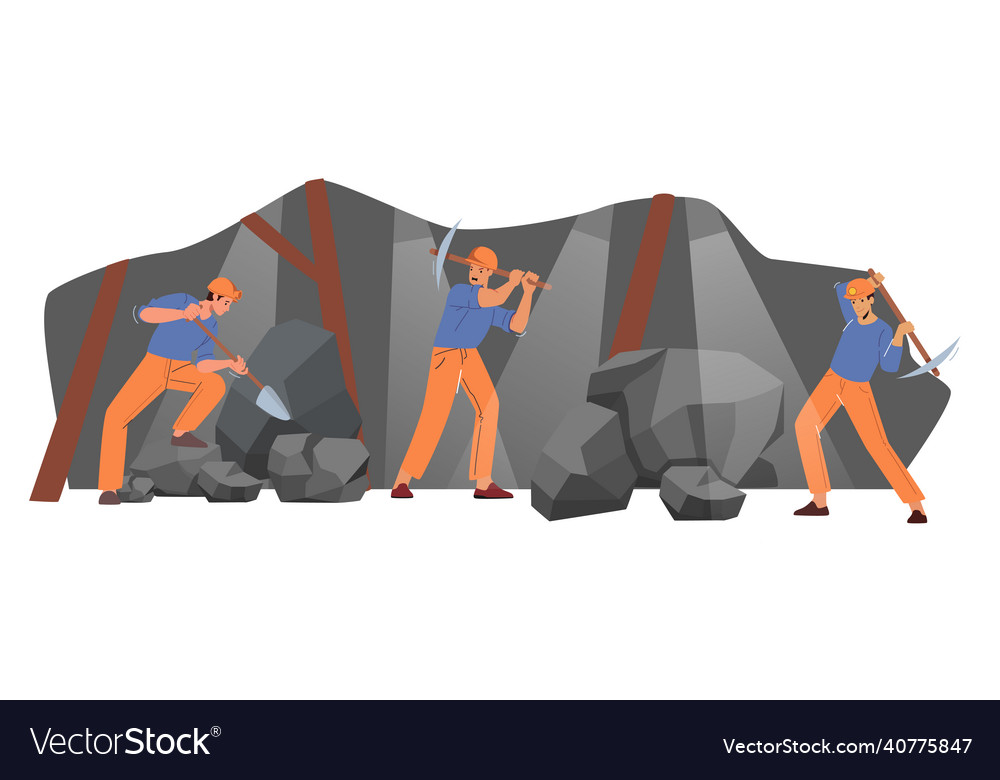 Workers characters in uniform and helmet working Vector Image