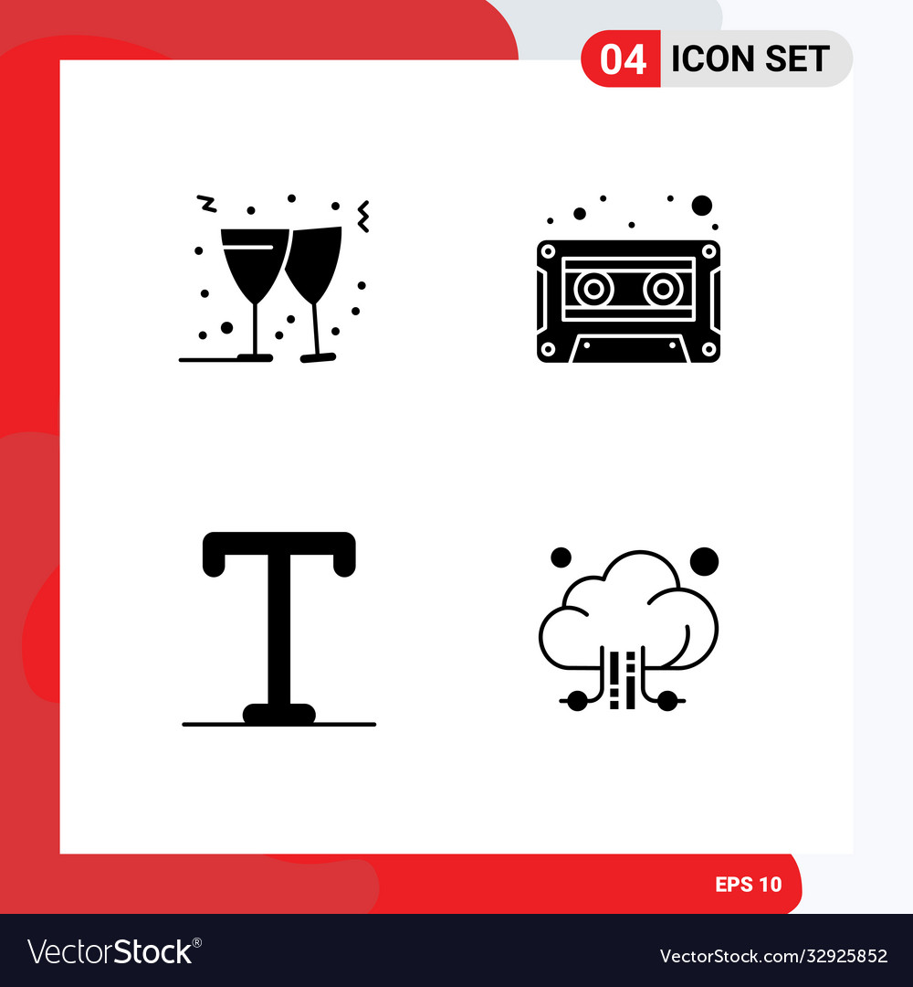 4 universal solid glyphs set for web and mobile