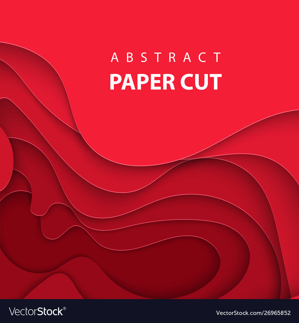Background with deep red color paper cut shapes
