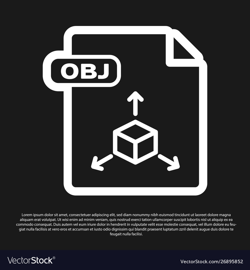 Black obj file document download button icon vector image Black obj file document download button icon