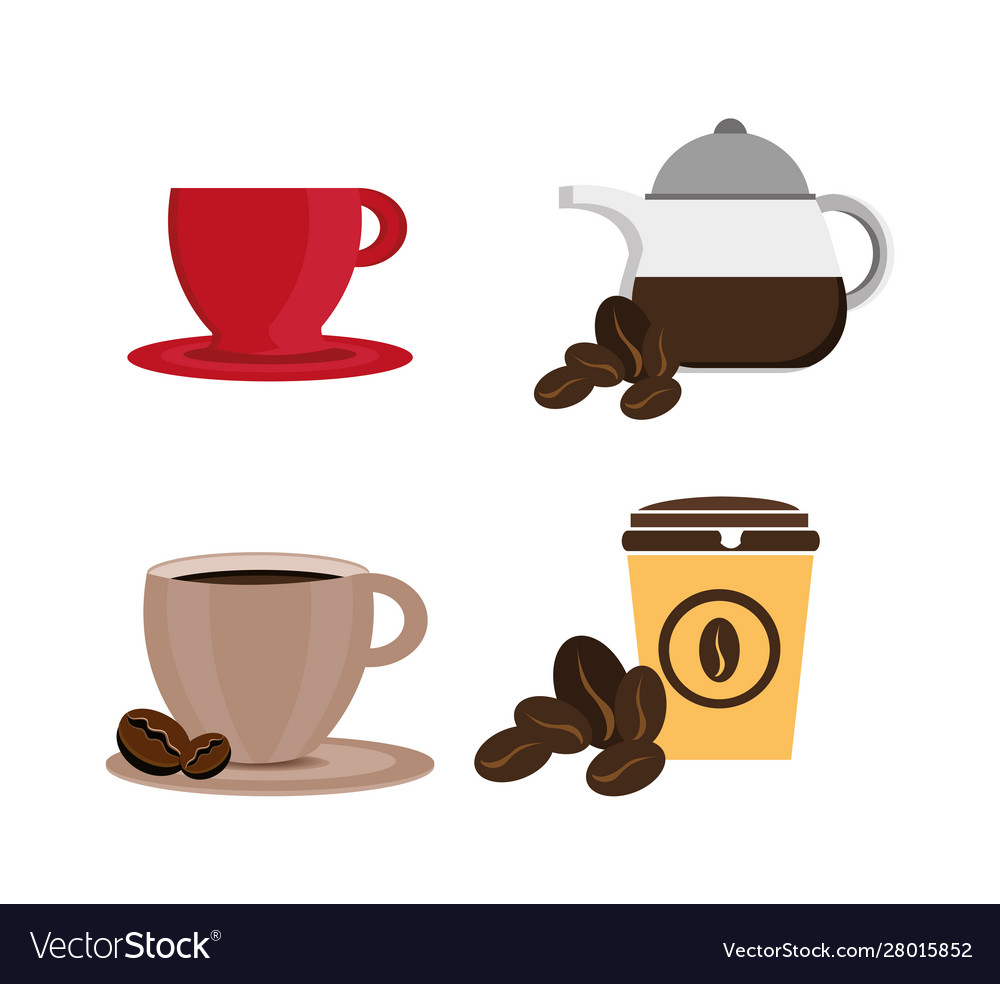 Bundle coffee set icons Royalty Free Vector Image