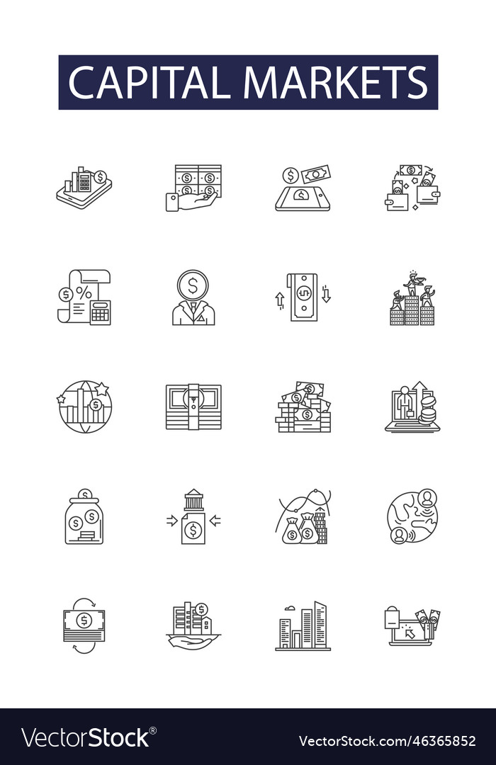 Capital markets line icons and signs