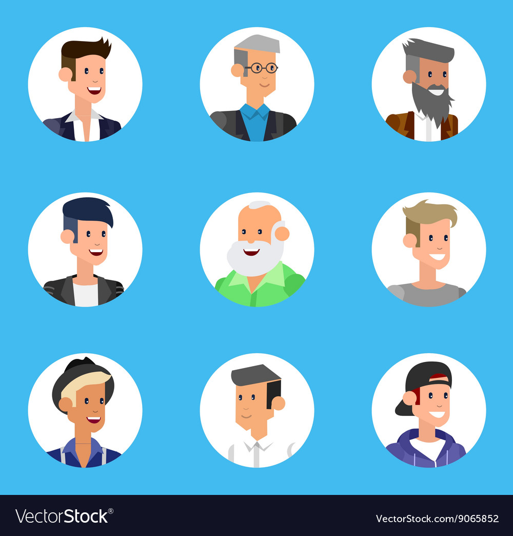 Cute cartoon human avatars set