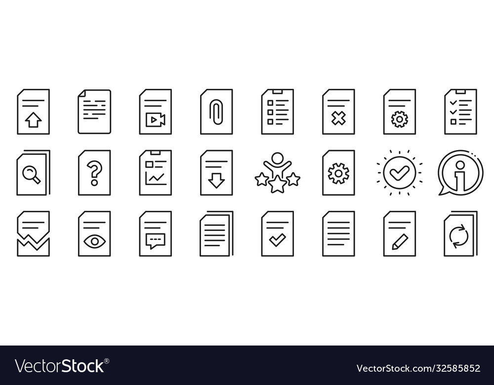 Document line icons report checklist and copy vector image Document line icons report checklist and copy