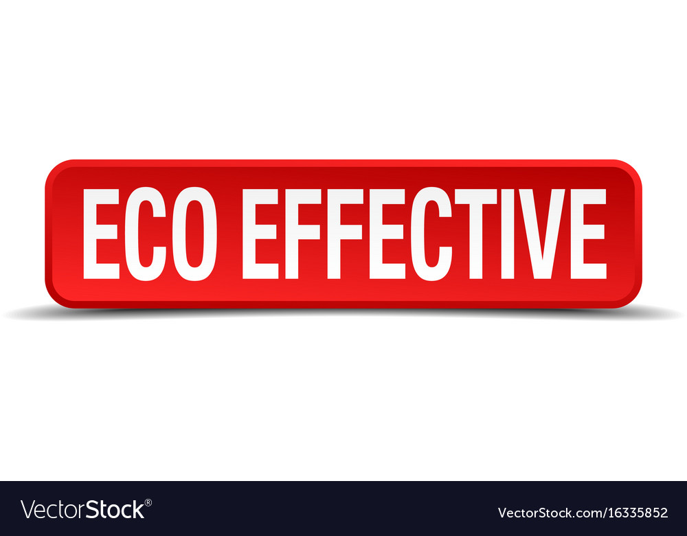 Eco effective red 3d square button isolated