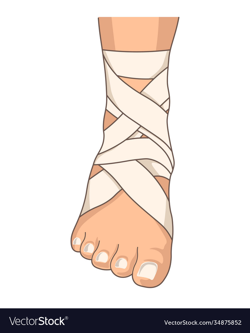 Foot bandage ankle stretching bandaging isolated Vector Image
