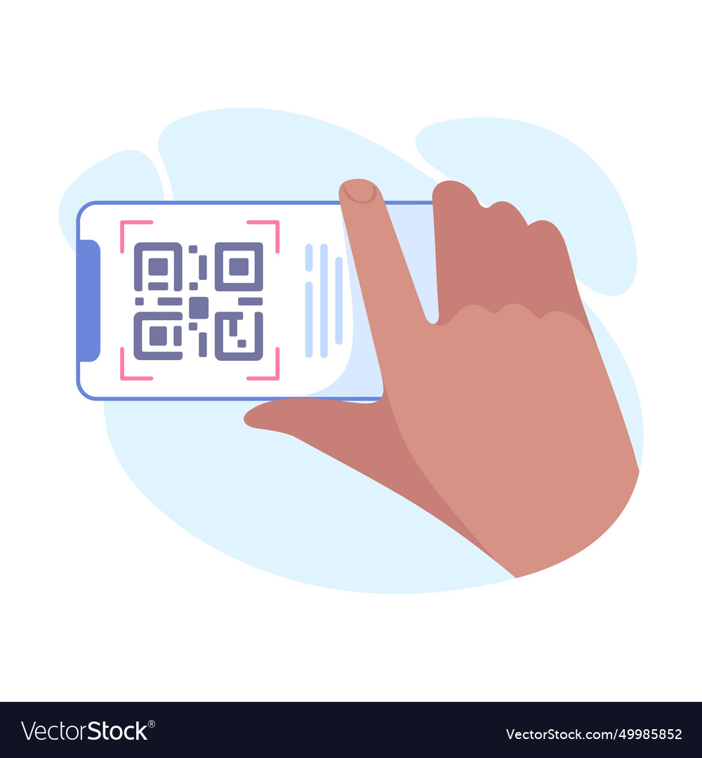 Hand hold mobile smartphone with code display vector image Hand hold mobile smartphone with code display
