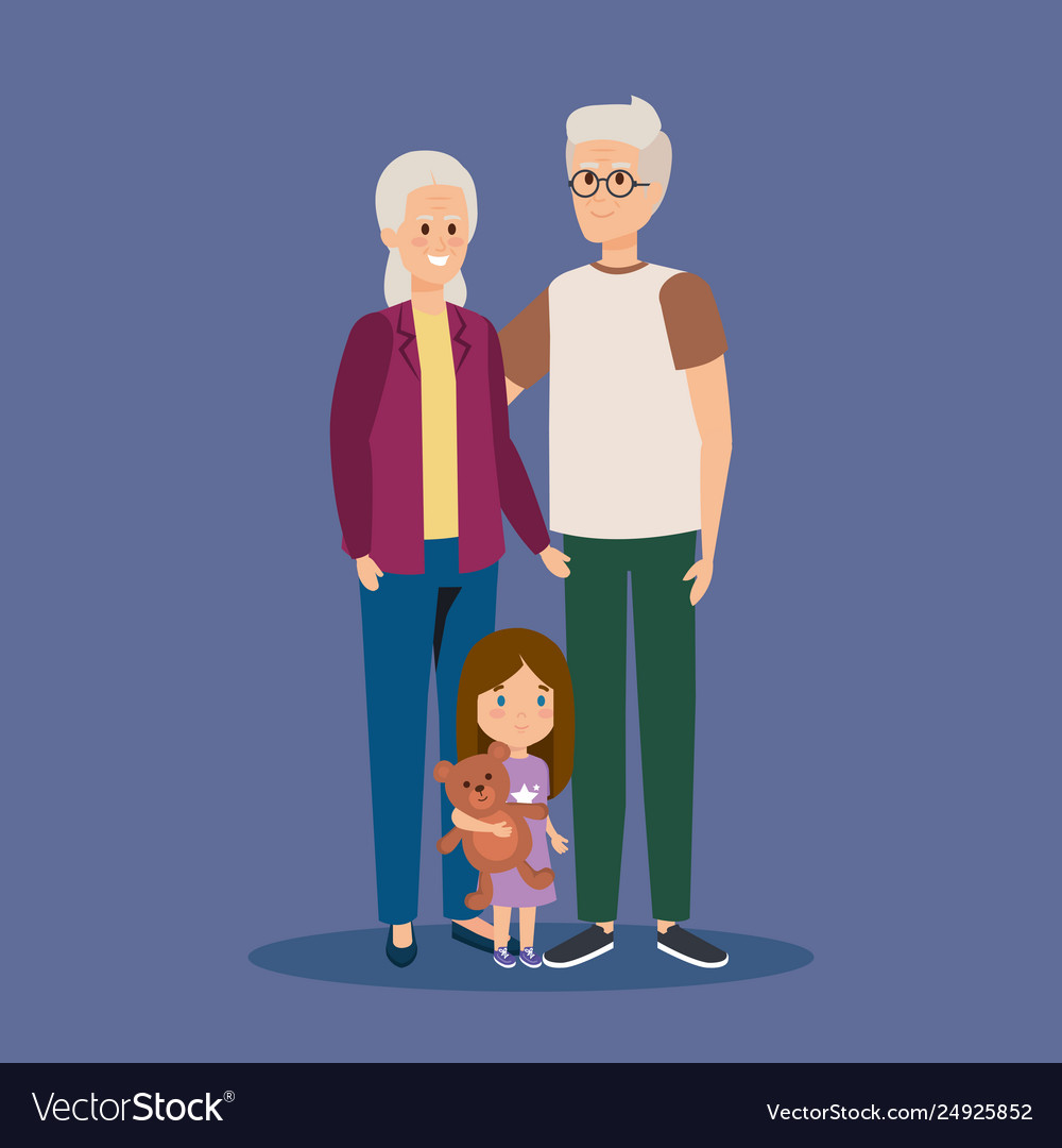 Happy granparents together with grandaughter vector image Happy granparents together with grandaughter
