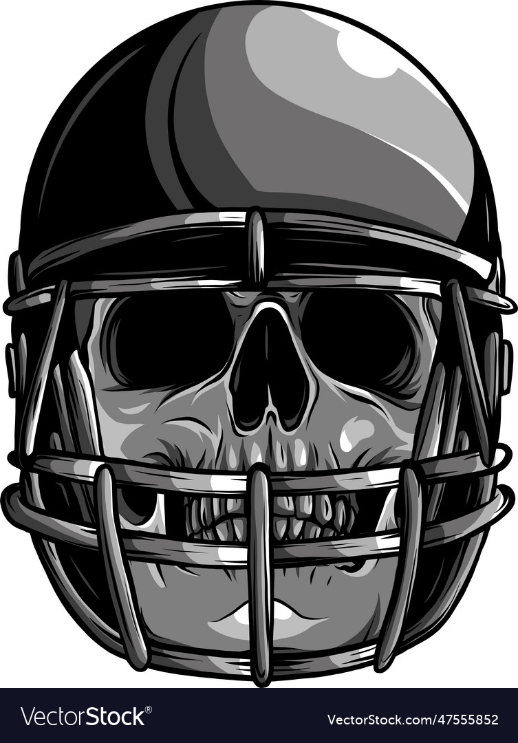 Monochrome skull in the football helmet Royalty Free Vector