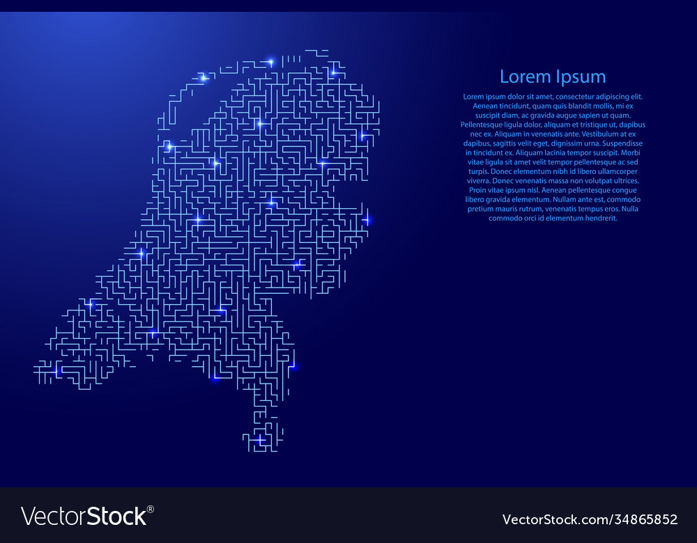 Netherlands map from blue pattern maze