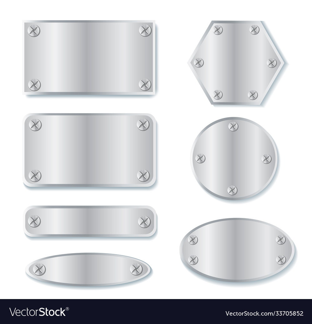 Plate metal banner set background Royalty Free Vector Image