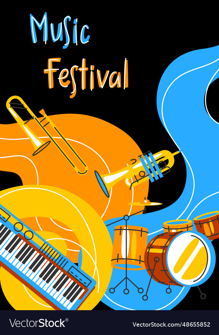 Poster with musical instruments jazz blues Vector Image