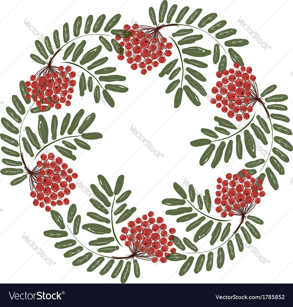 Rowan branch with berries frame for your design