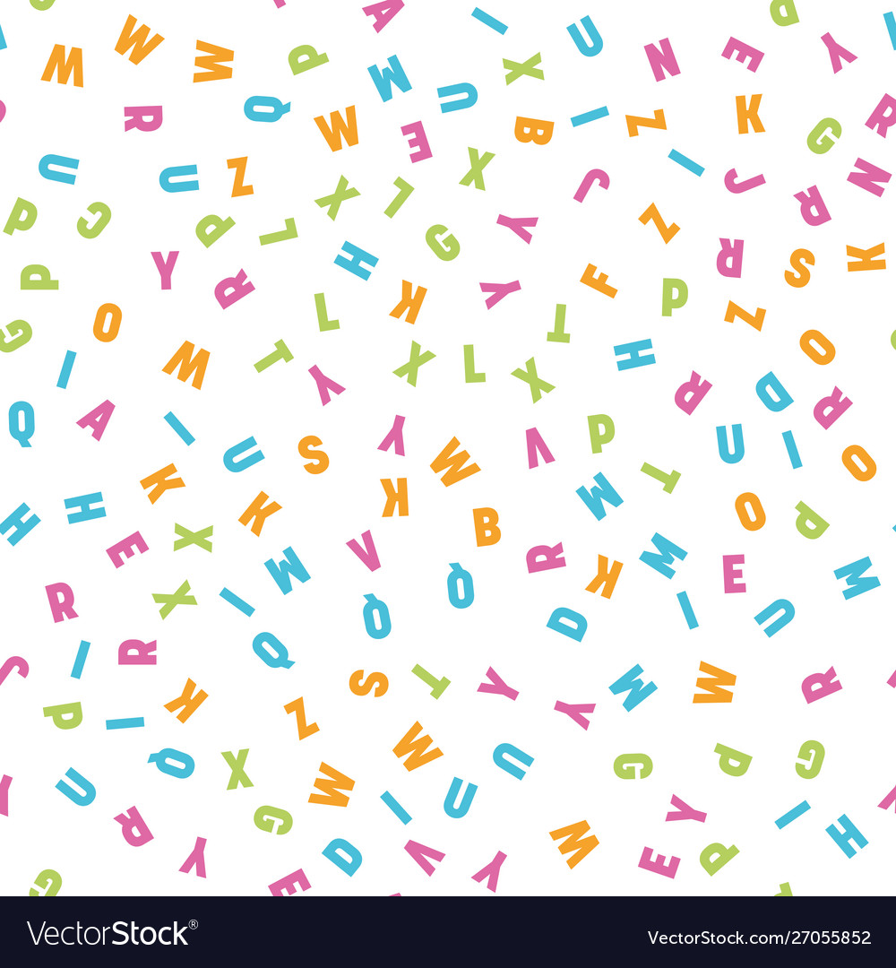 Seamless pattern colorful letters random order vector image Seamless pattern colorful letters random order