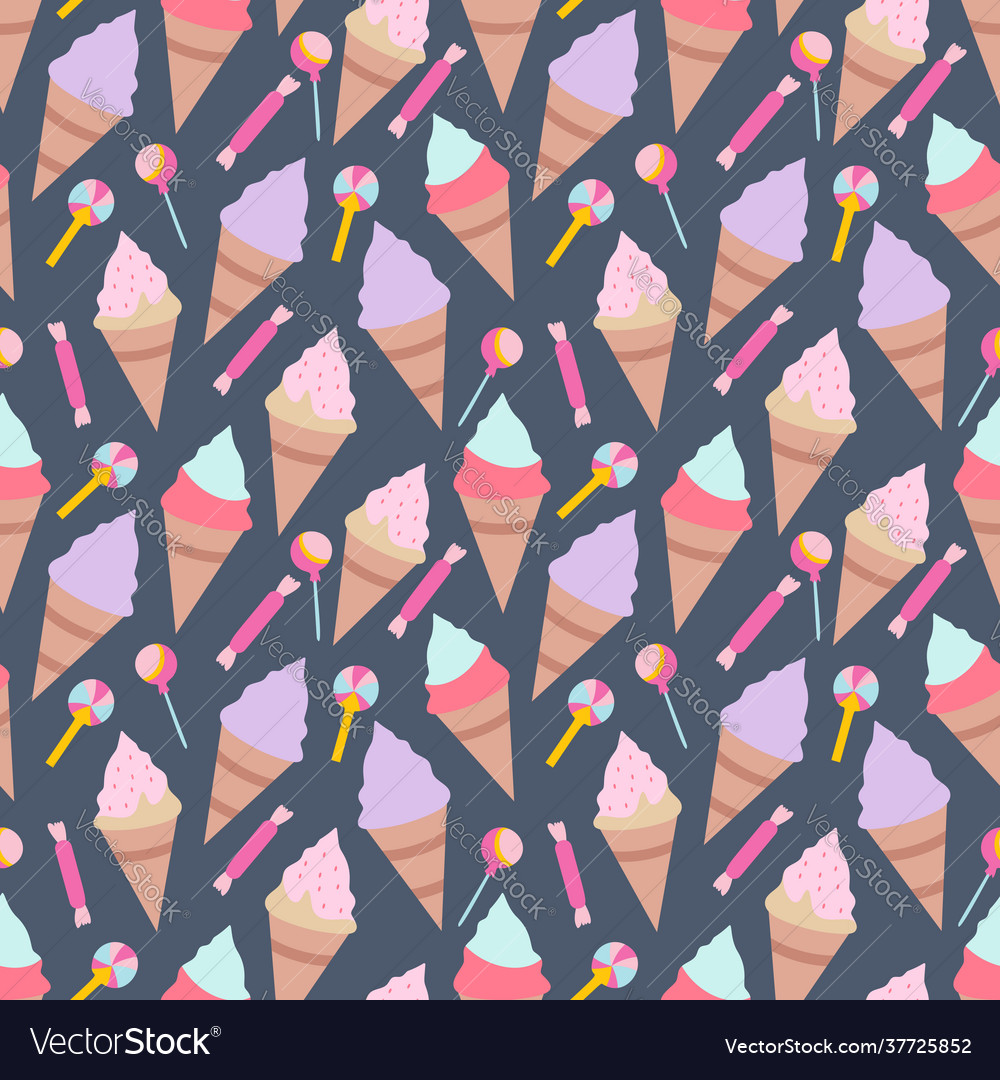 Seamless pattern with ice creams elements