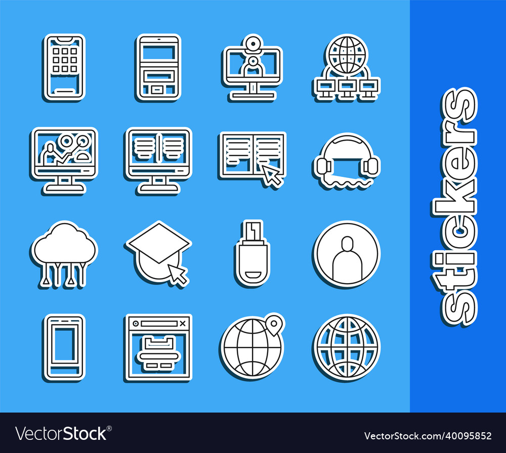Set line social network create account screen vector image Set line social network create account screen